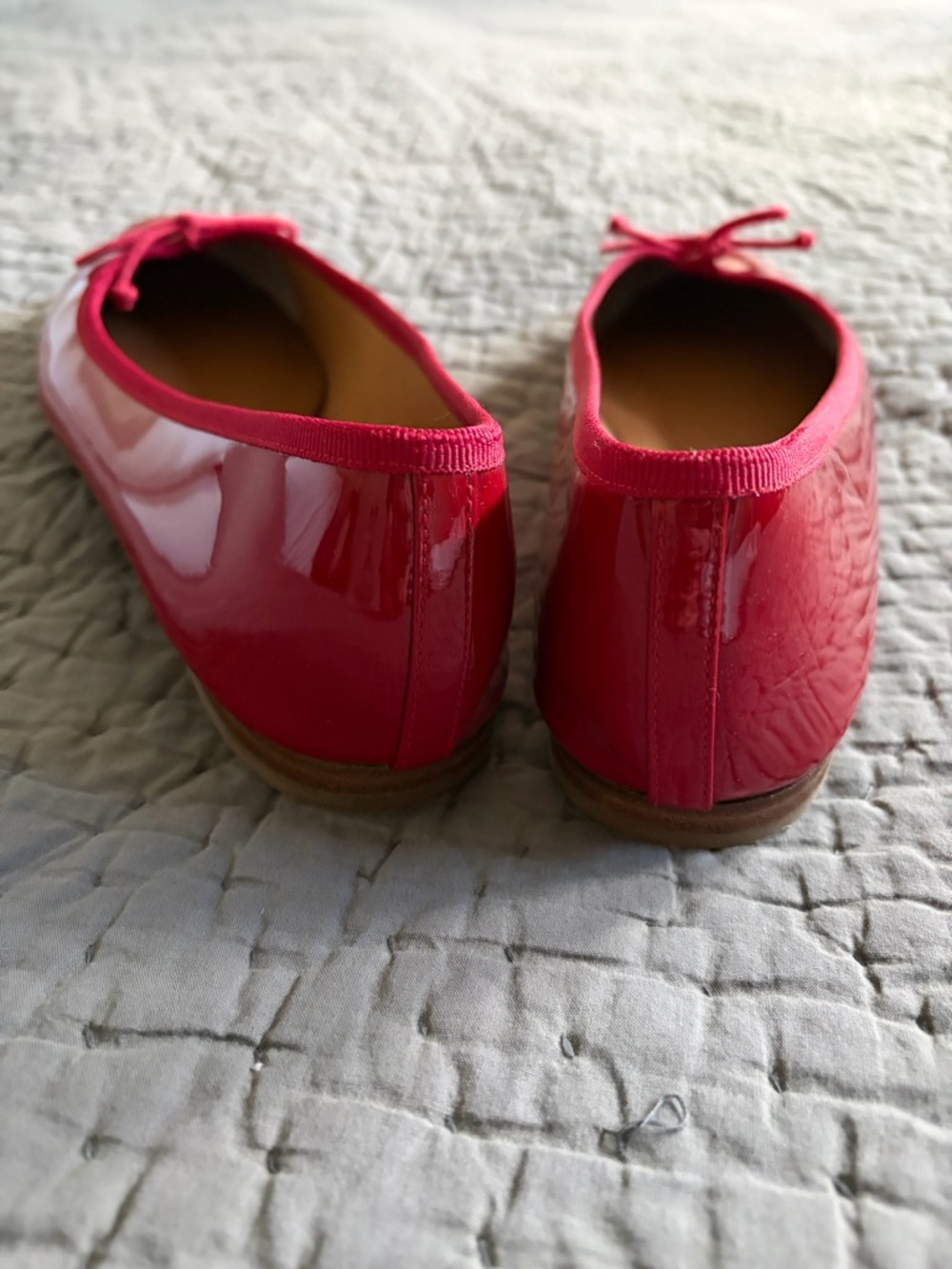 Margaux Patent Ballet Flats in Bright Red with Bow - Picture 4 of 6